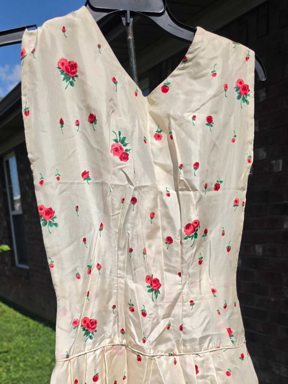 Vintage sleeveless floral dress dropped waist bubble hem sz 4-6 handmade v-neck